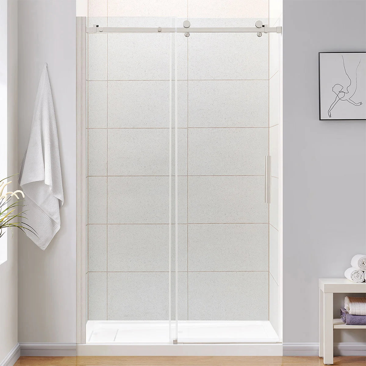 NEW - OVE Decors 48" Kelsey Tempered Glass Shower Door - Retail $529