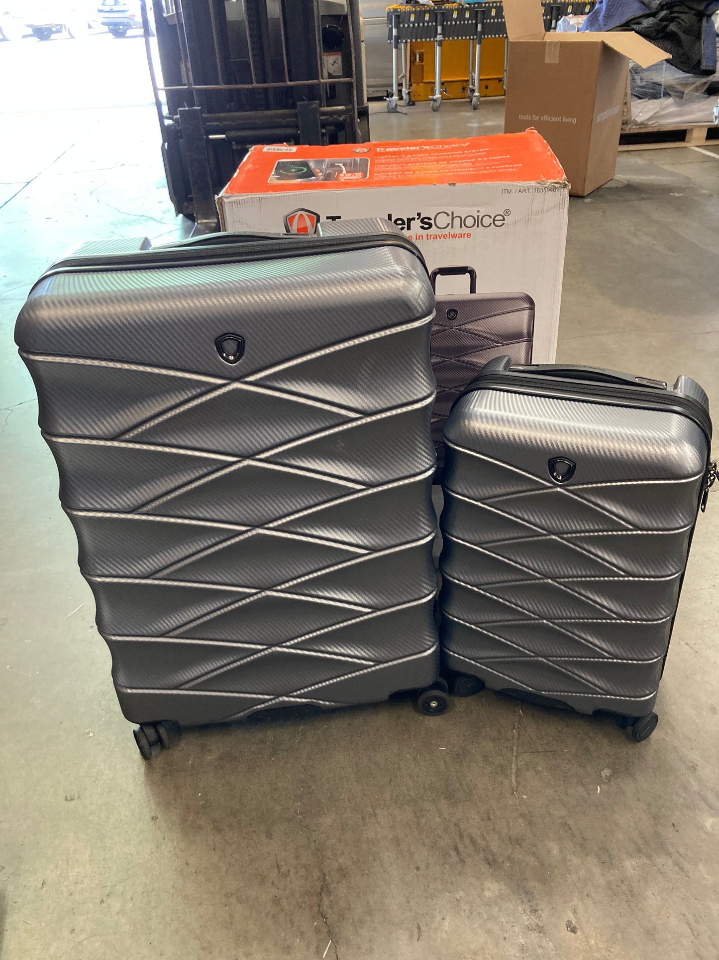 NEW - Traveler's Choice 2 Piece Luggage Set, Gray - Retail $169