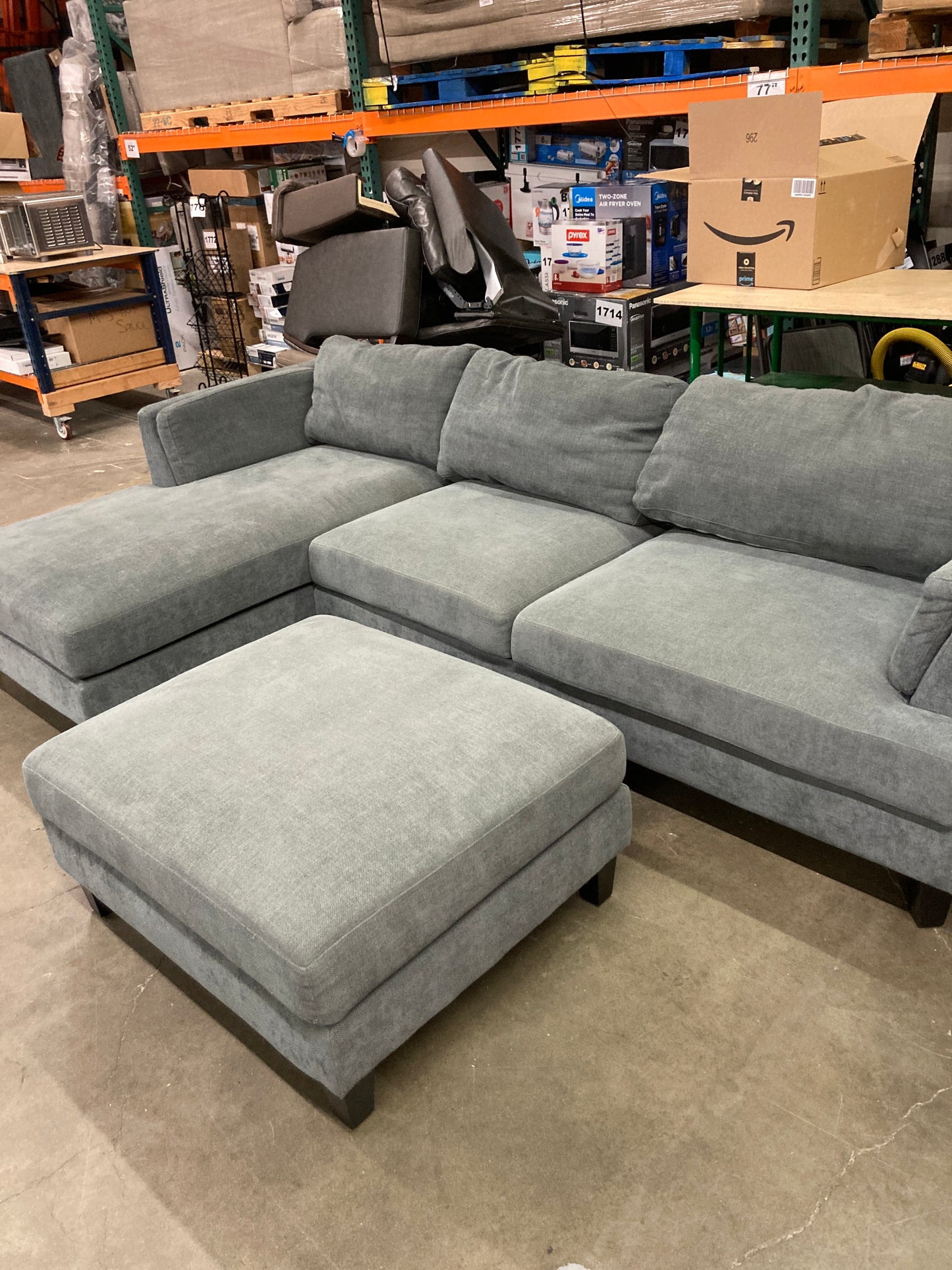 Costco - Ellery Fabric Sectional with Ottoman - Retail $799 Default Title
