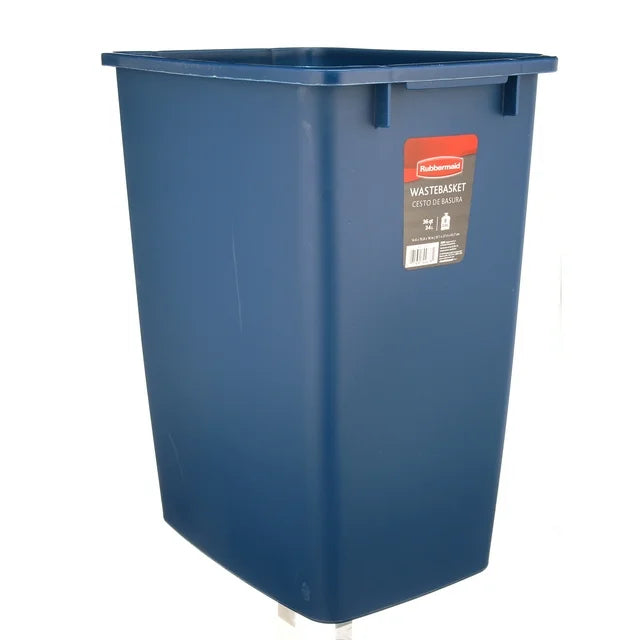 Rubbermaid 9 gal Plastic Kitchen Trash Can, Blue