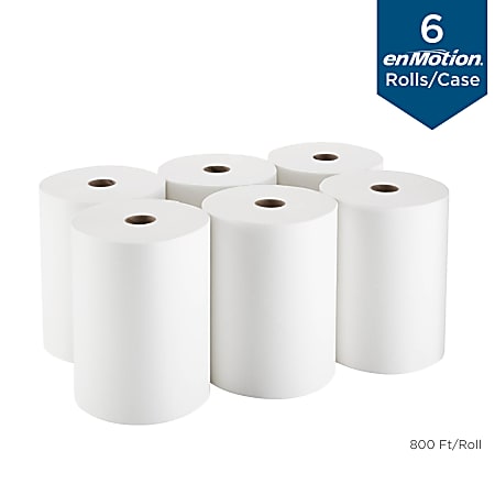 enMotion®10" Paper Towel Rolls, 1-Ply, 10" x 800', White, 800 ft per Roll, 6 Rolls per Case
