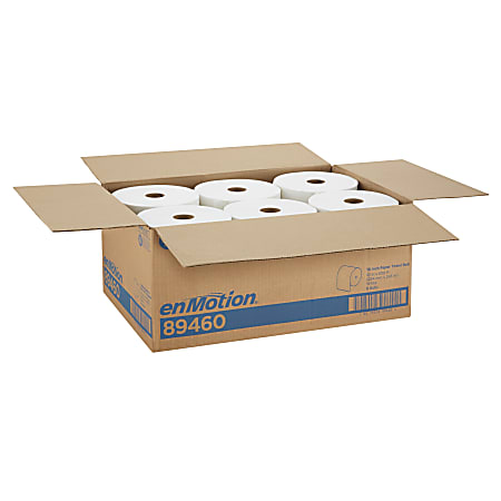 enMotion®10" Paper Towel Rolls, 1-Ply, 10" x 800', White, 800 ft per Roll, 6 Rolls per Case