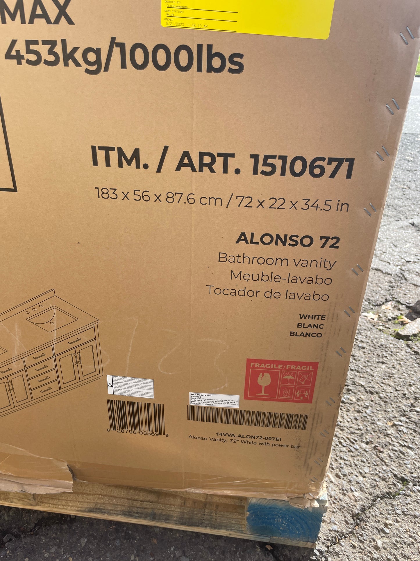 Costco - OVE Decors 72" Alonso Bath Vanity in White - Retail $1999 Default Title