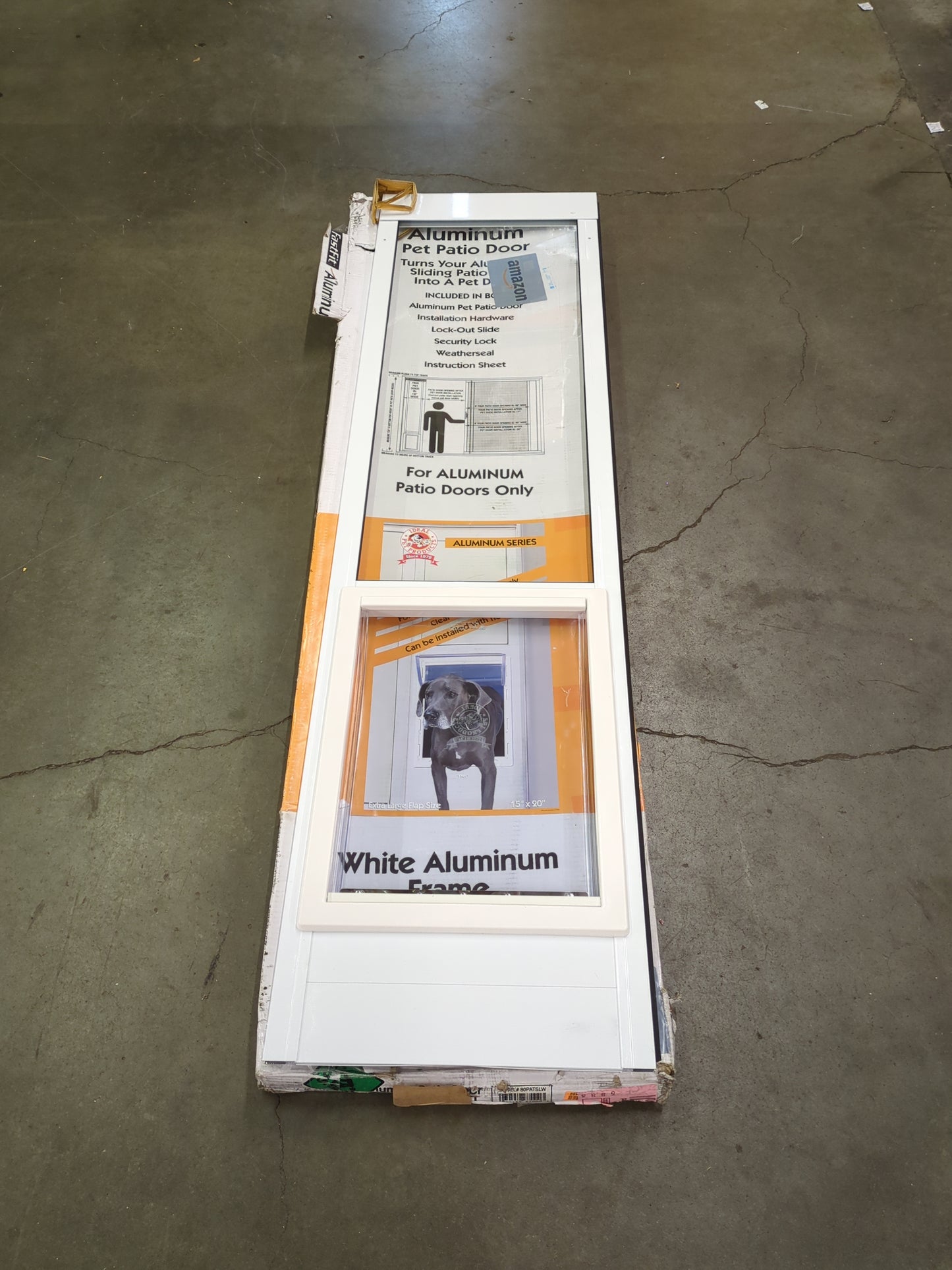 Ideal Pet Products Aluminum Pet Patio Door, Adjustable Height 77-5/8†To 80-3/8â€, 5" x 7" Flap Size, White