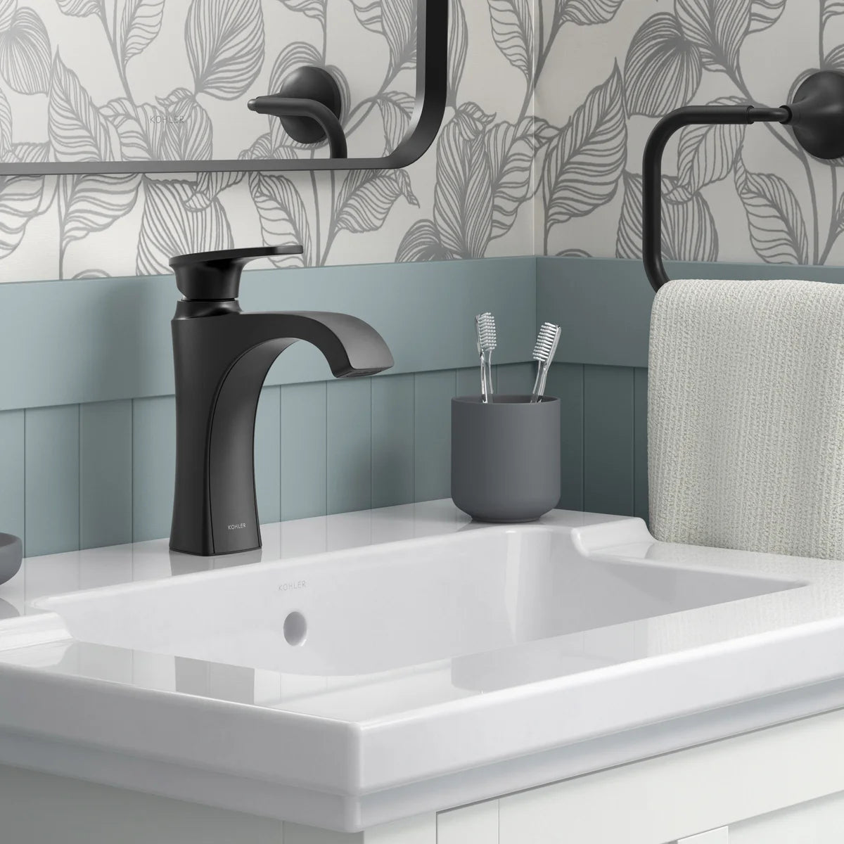 NEW - Kohler Tome Matte Black Single-Handle Bathroom Faucet - Retail $119