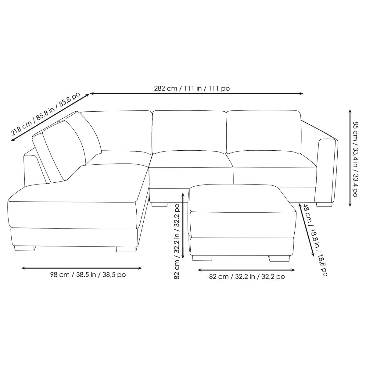 Drayden Fabric Sectional with Ottoman