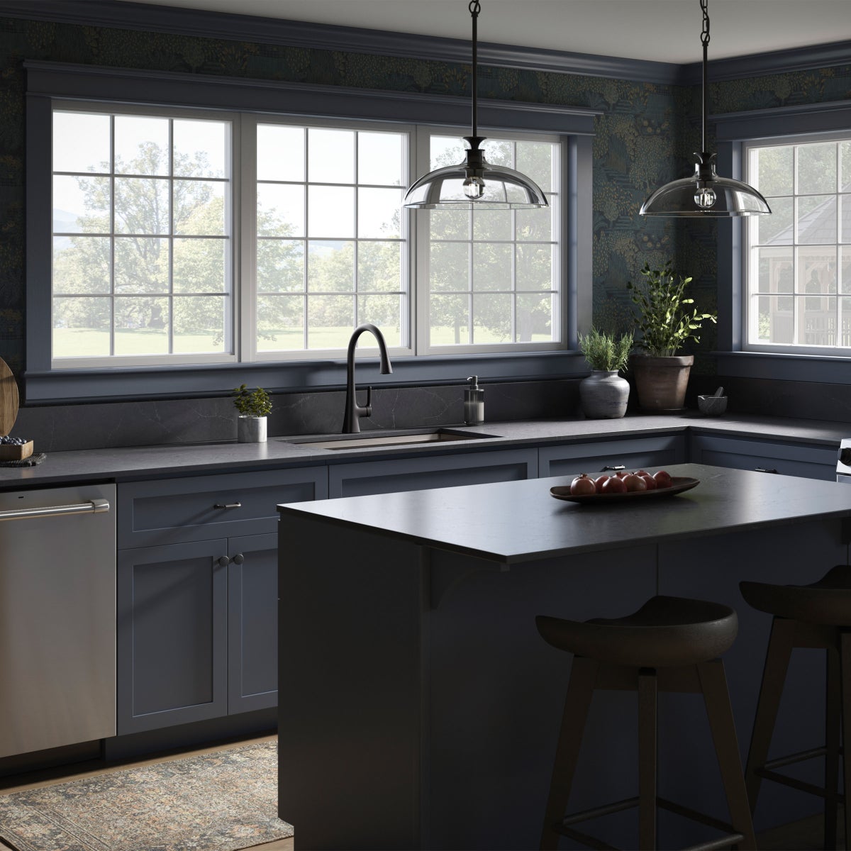 Kohler Guild Matte Black Pull-down Kitchen Sink Faucet with Three-function Sprayhead