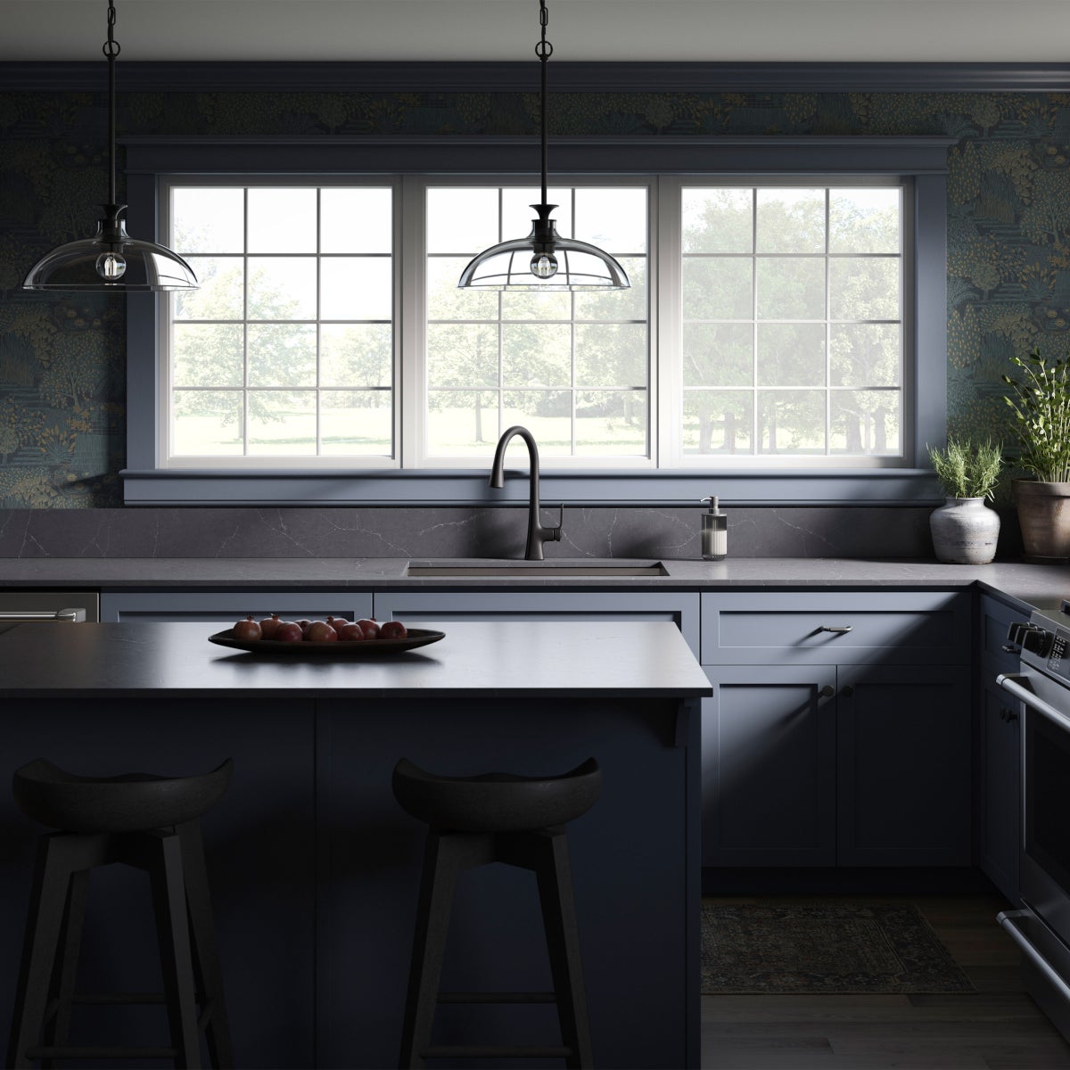 Kohler Guild Matte Black Pull-down Kitchen Sink Faucet with Three-function Sprayhead