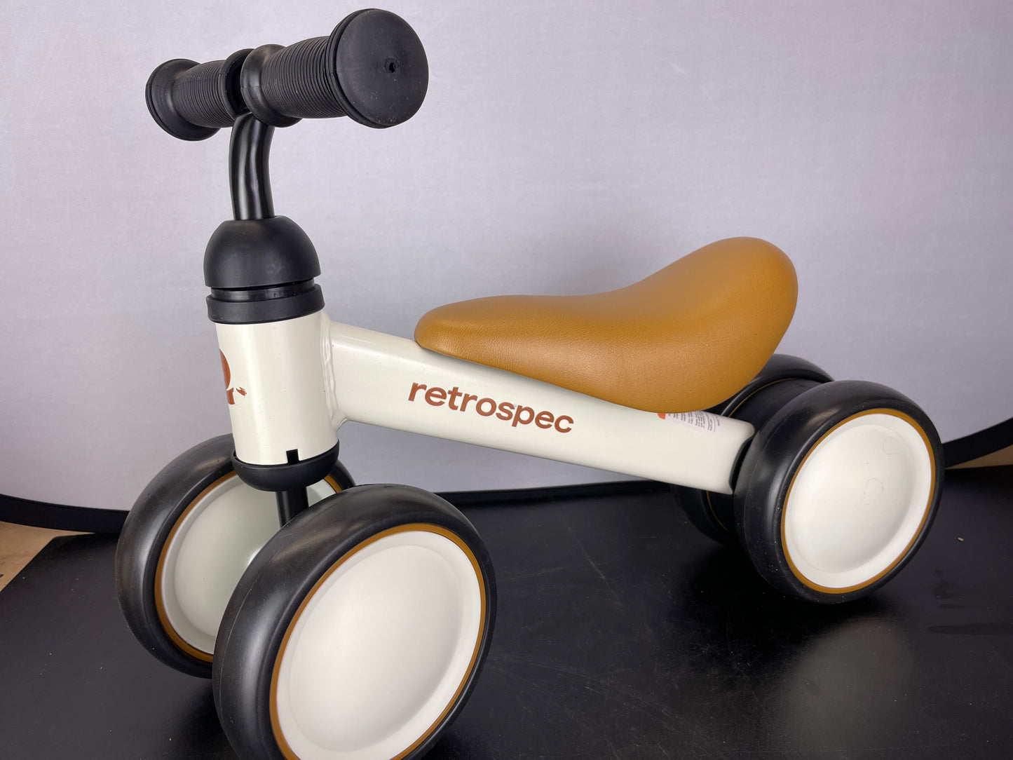 Retrospec Cricket Baby Walker Balance Bike with 4 Wheels for Ages 12-24 Months - Toddler Bicycle Toy for 1 Year Old’s - Ride On Toys for Boys and Girls - One Size,Eggshell - Retail $0