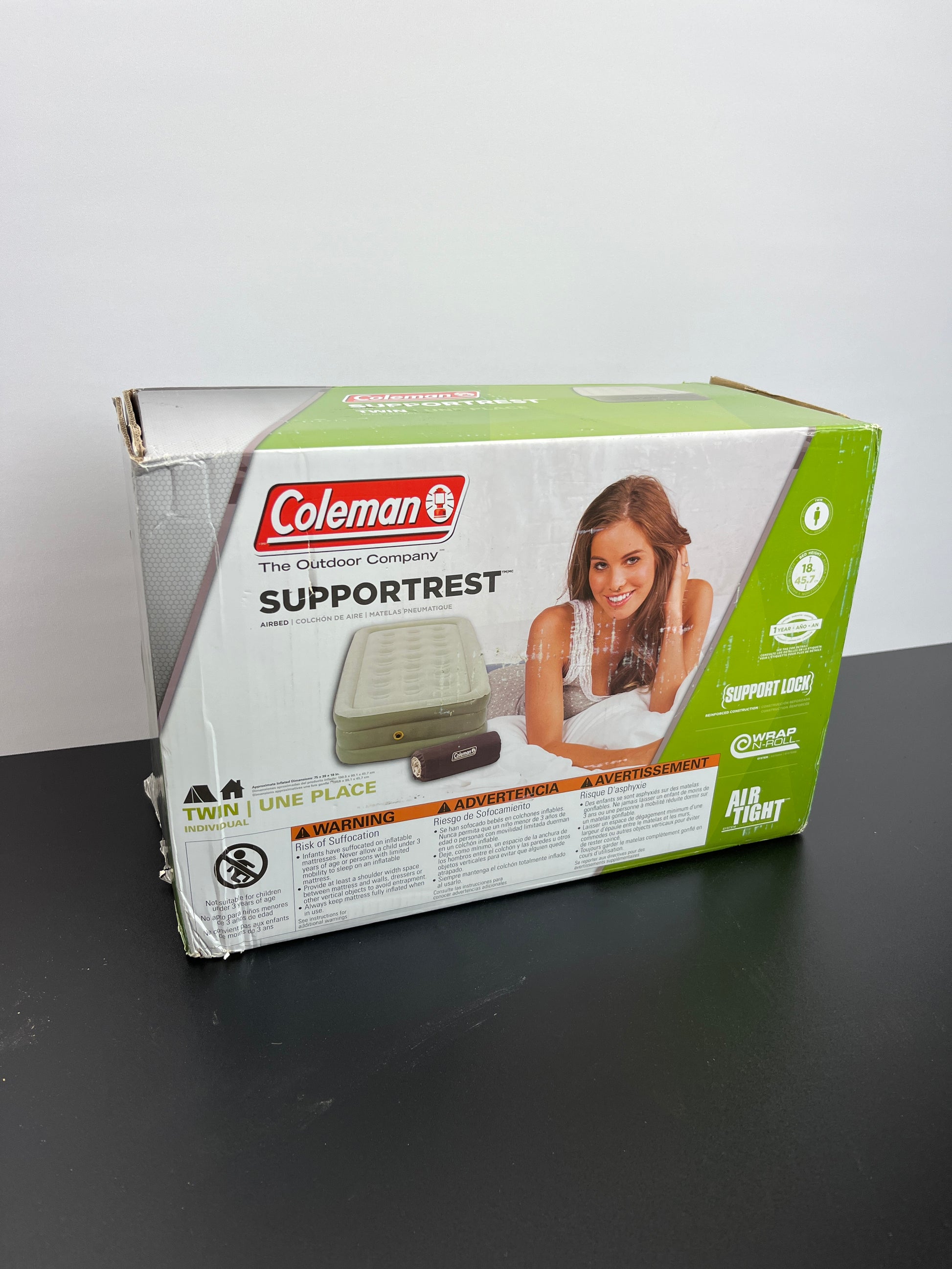 Coleman SupportRest Double-High Air Mattress for Indoor or Outdoor Use, Easily Inflatable Airbed with Plush Top & Carry Bag, Queen & Twin Options Available - Retail $58