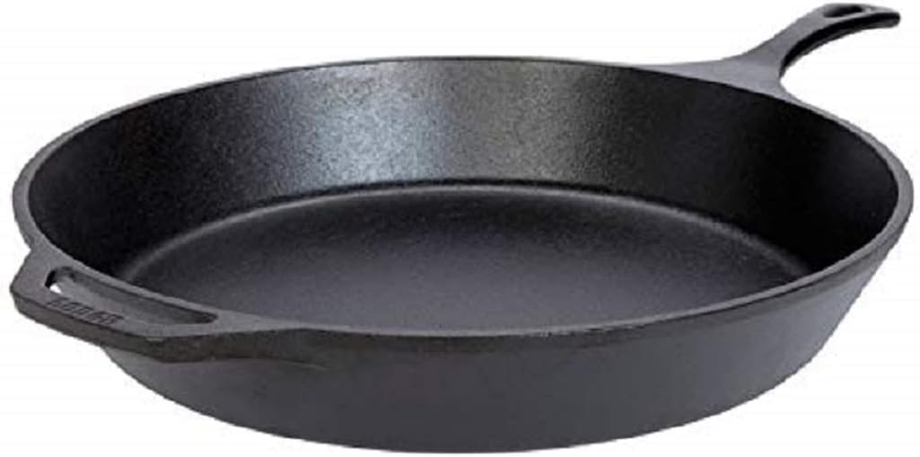 Lodge 15 Inch Cast Iron Pre-Seasoned Skillet – Signature Teardrop Handle - Use in the Oven, on the Stove, on the Grill, or Over a Campfire, Black - Retail $49
