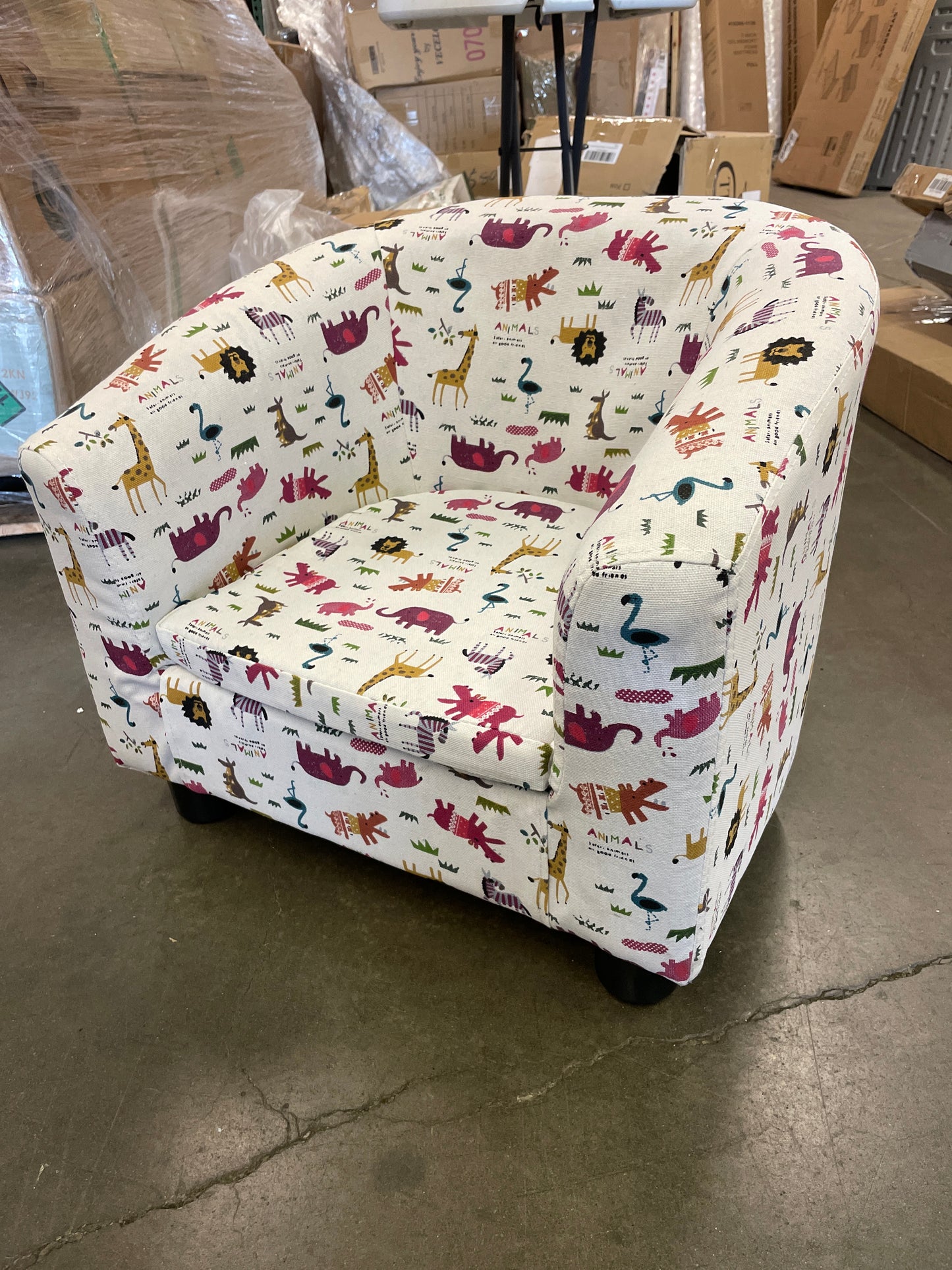 Emall Life Kid’s Armchair Children’s Roundy Chair Cartoon Sofa Wooden Frame (Animals) - Retail $37