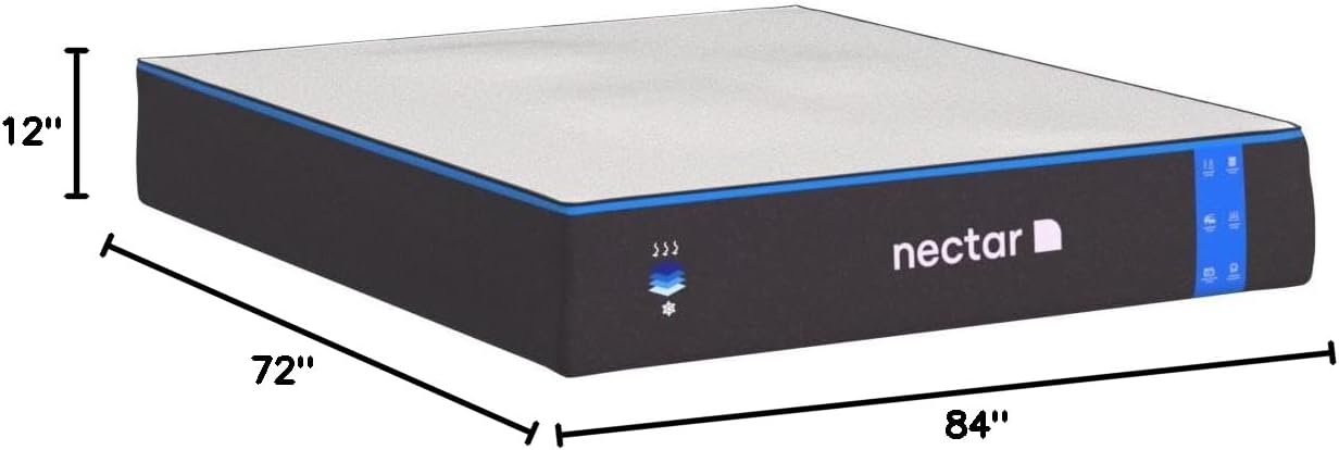 NEW - Nectar California King Mattress 12 Inch - Medium Firm Gel Memory Foam - Cooling Tech 84 In L x 72 In W x 12 Inch Th , White - Retail $849