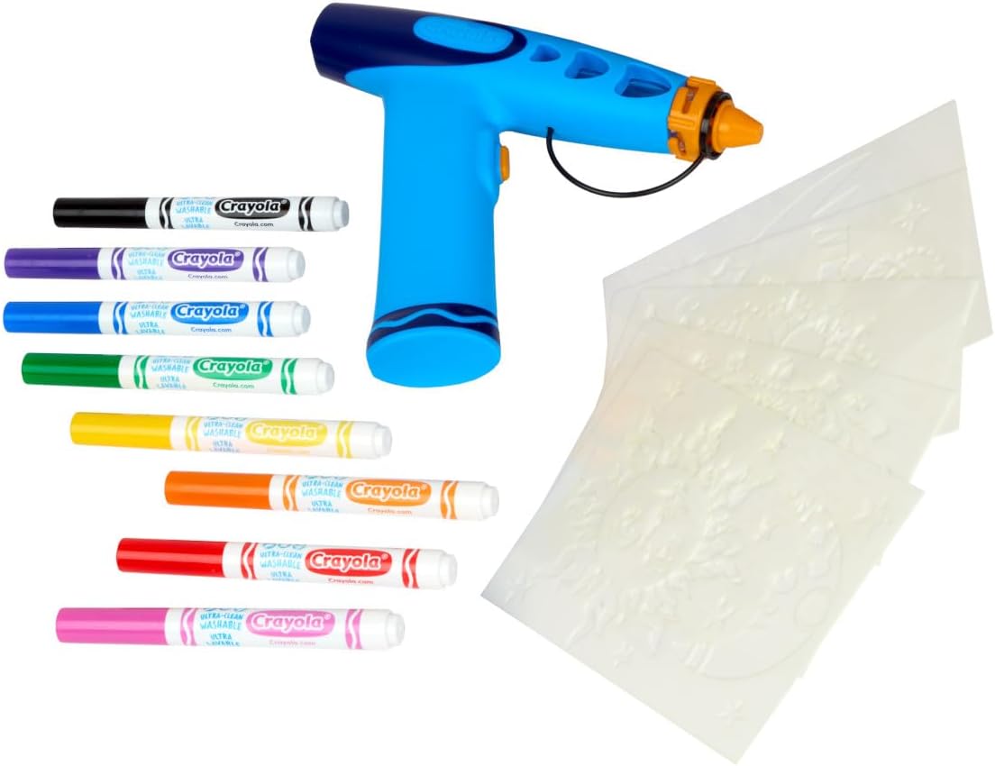 Crayola Marker Airbrush Spray Art Kit, Battery-Powered Sprayer with 8 Washable Markers & 5 Stencils, DIY Craft Set for Kids, Gift for Boys & Girls, Ages 6+