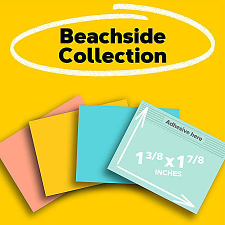 Post-it® Notes, 1 3/8 in x 1 7/8 in, 24 Pads, 100 Sheets/Pad, Clean Removal, Back to School Supplies for Students, Beachside Café Collection