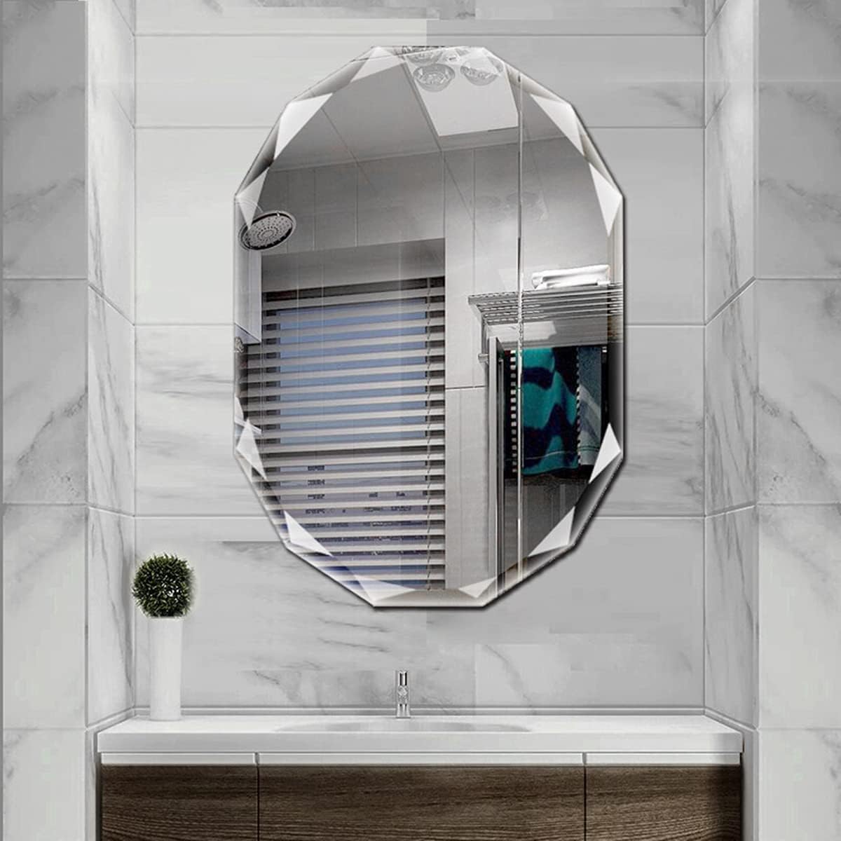 NEW - SNUGACE Single Beveled Edge Frameless Wall Mount Bathroom Vanity Mirror, 24in X 36in |Silver| - Retail $86