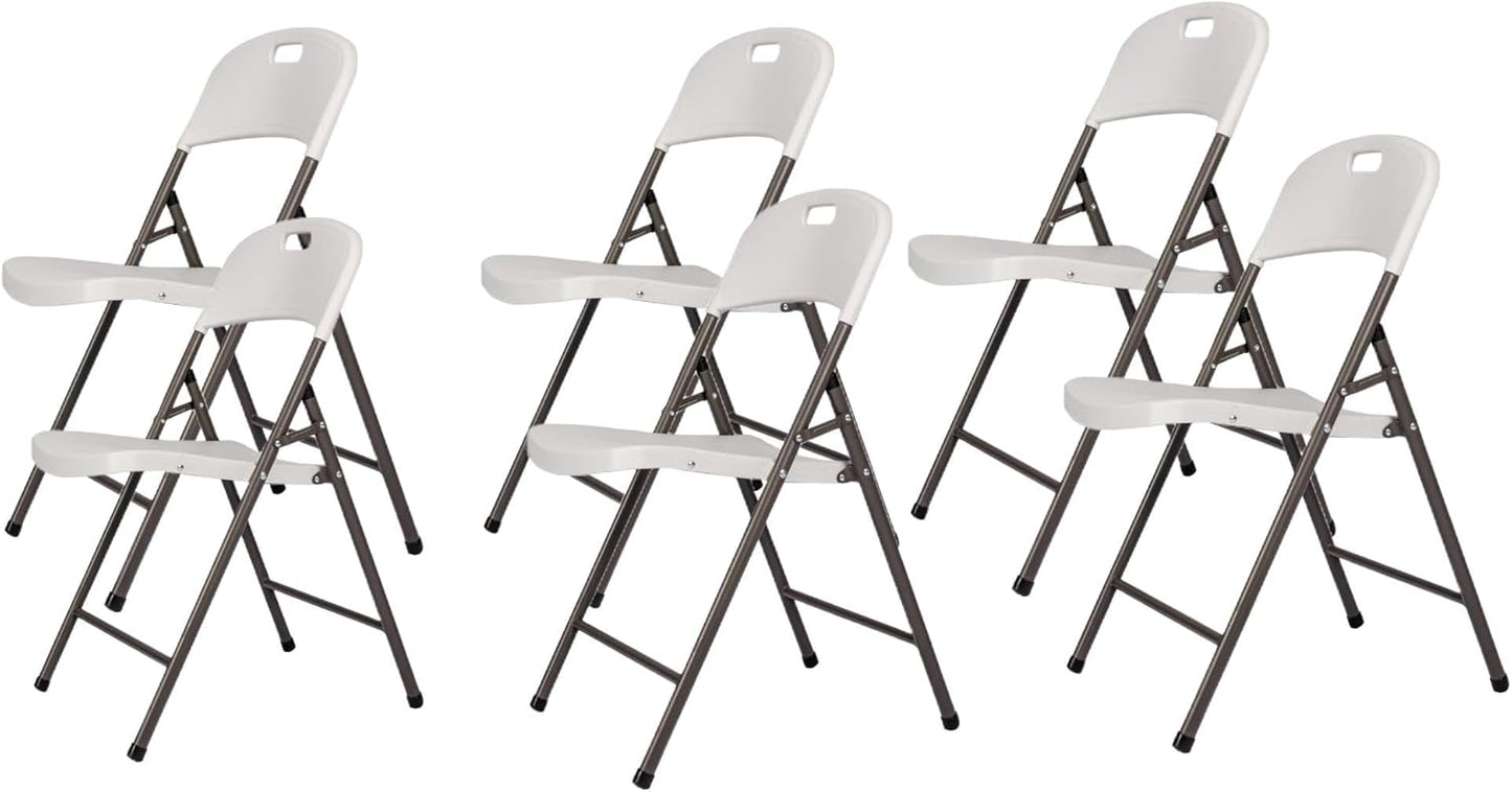 Folding Plastic Chair with 350-Pound Capacity - 6-Pack, Commercial Grade Folding Chair,White (White, 6-Picks) - Retail $110