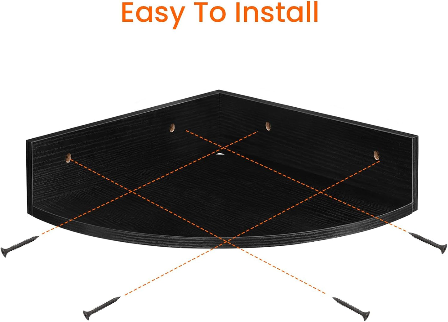 Homode Black Corner Floating Shelves, Set of 3 Corner Shelves Wall Mounted with Cable Hole