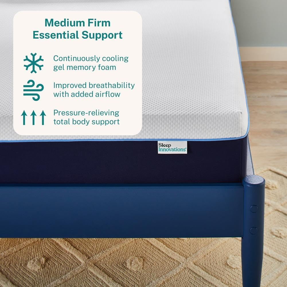 NEW - Sleep Innovations QUEEN Marley 12 Inch Cooling Gel Memory Foam Mattress, Queen Size, Bed in a Box, Medium Firm Support - Retail $389
