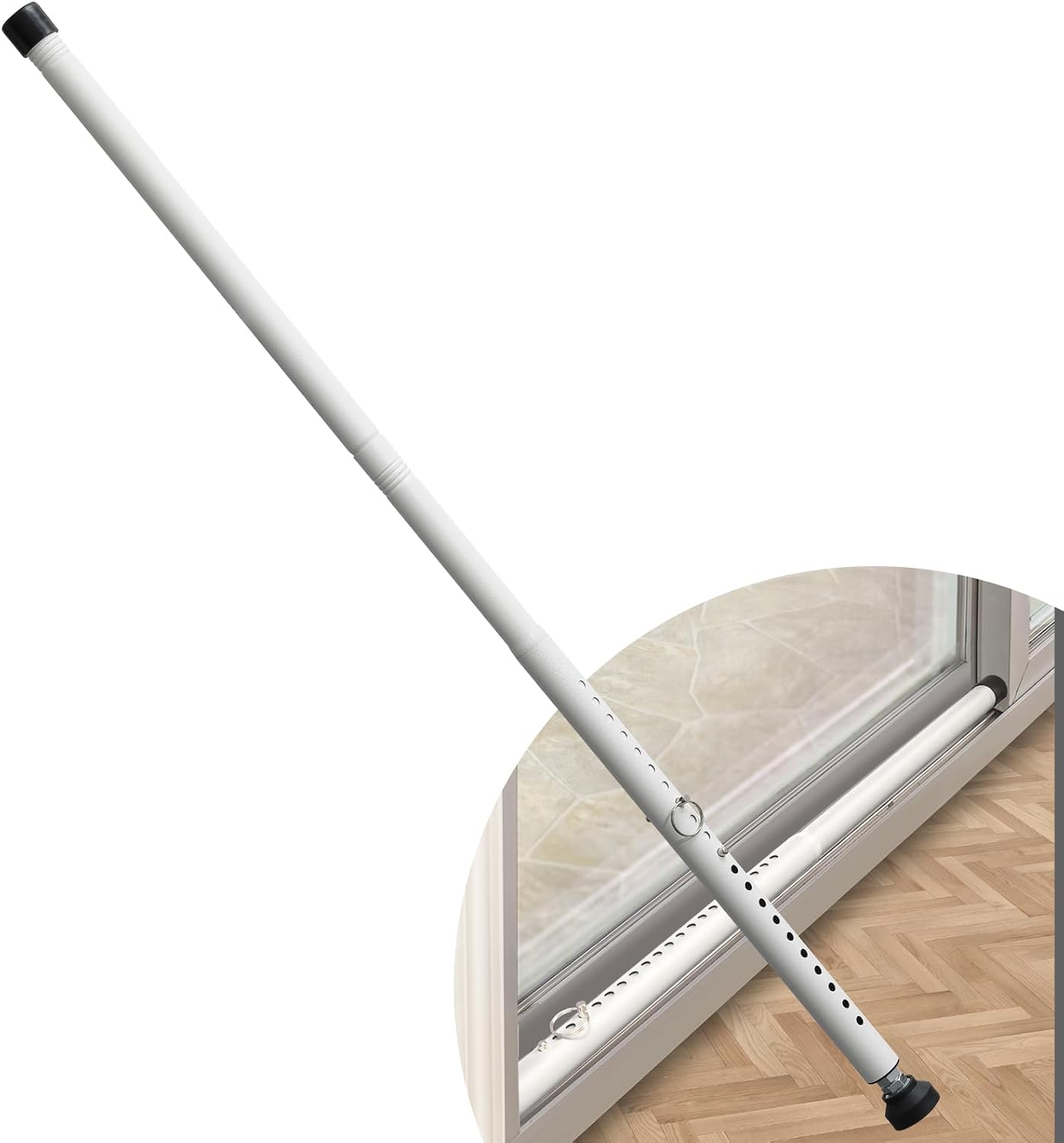 DIIG Sliding Door Security Bar,17.7-50.5inch Adjustable Locking Window Safety Bar with Rubber Tips,Diameter 1inch Window Security Bar for Home Apartment Travel (White)