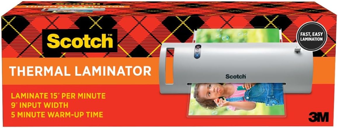 Scotch TL902VP Thermal Laminator, 1 Laminating Machine, White, Laminate Recipe Cards, Photos and Documents, For Home, Office or School Supplies, 9 in. - Retail $0
