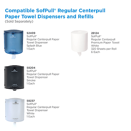 SofPull® by GP PRO 28124 Centerpull Regular Capacity 1-Ply Paper Towels, 324 Sheets Per Roll, Pack Of 6 Rolls