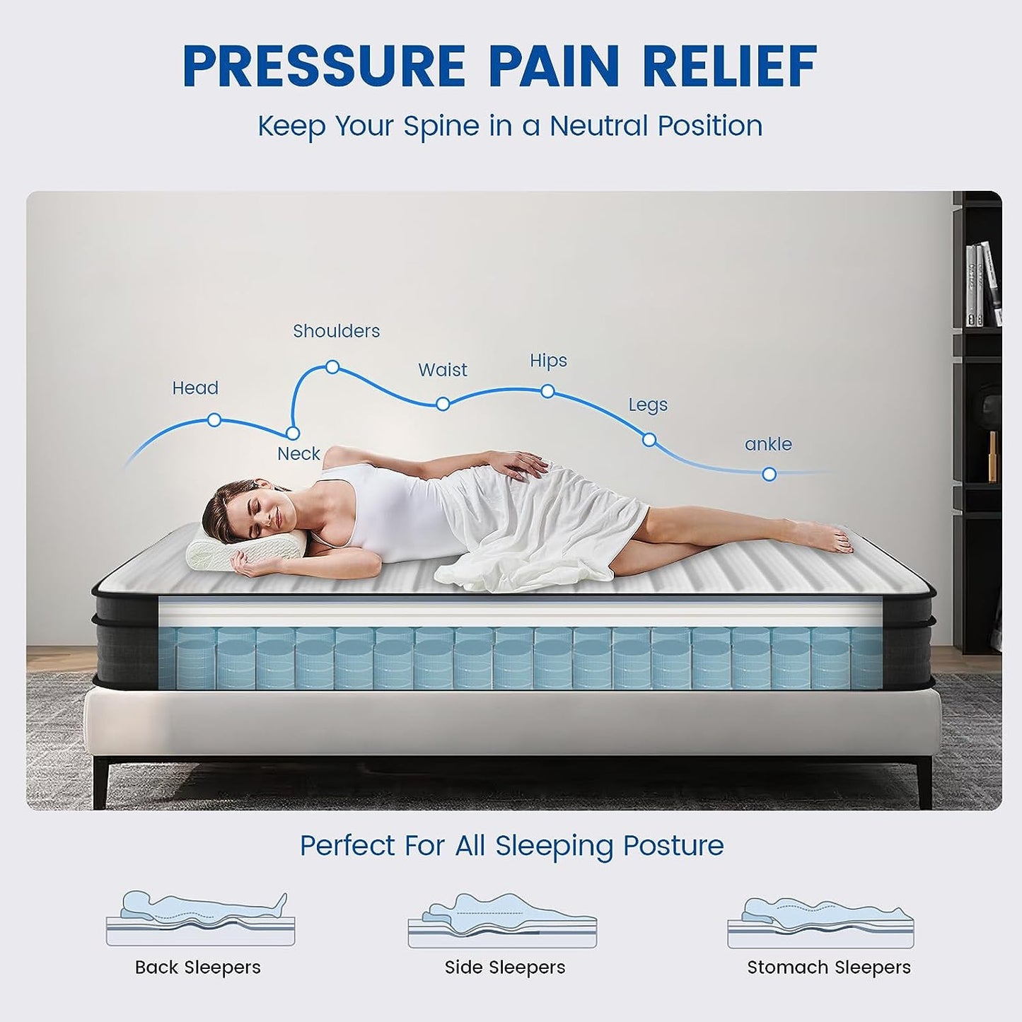 NEW - Crayan FULL Mattress, Memory Foam, 12 Inch Hybrid Mattres - Retail $175