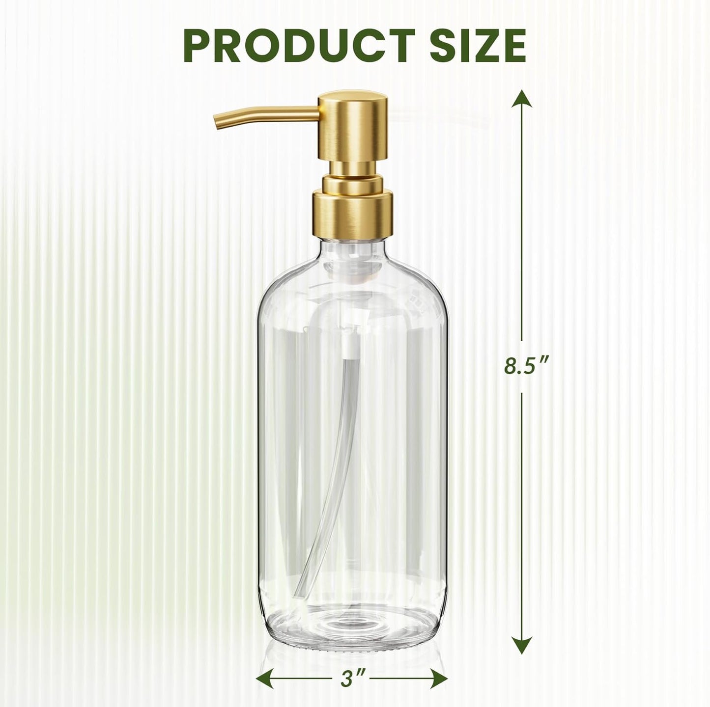 AmazerBath Soap Dispenser, 2 Pack Glass Soap Dispenser with Pump Stainless Steel, 17OZ