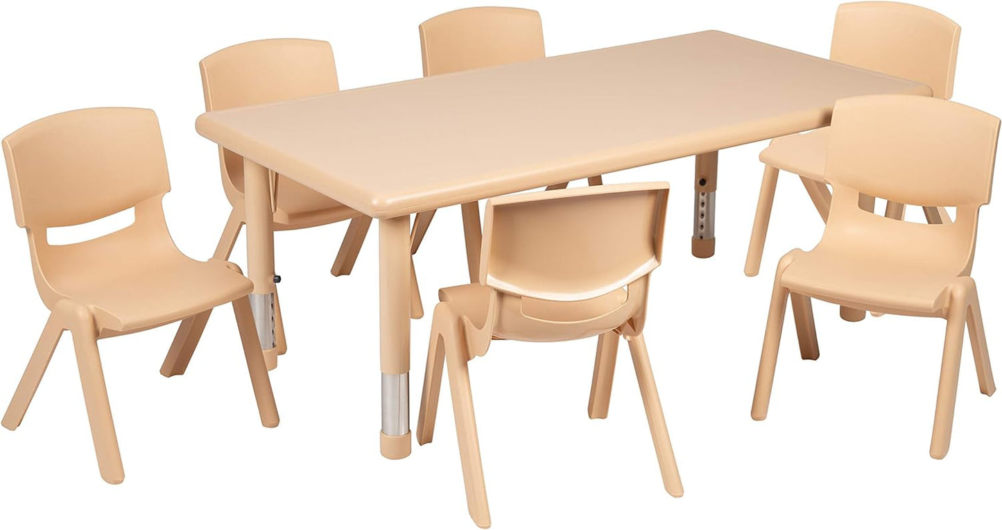 NEW - Flash Furniture - 6 Stackable Chairs, Natural - Retail $150