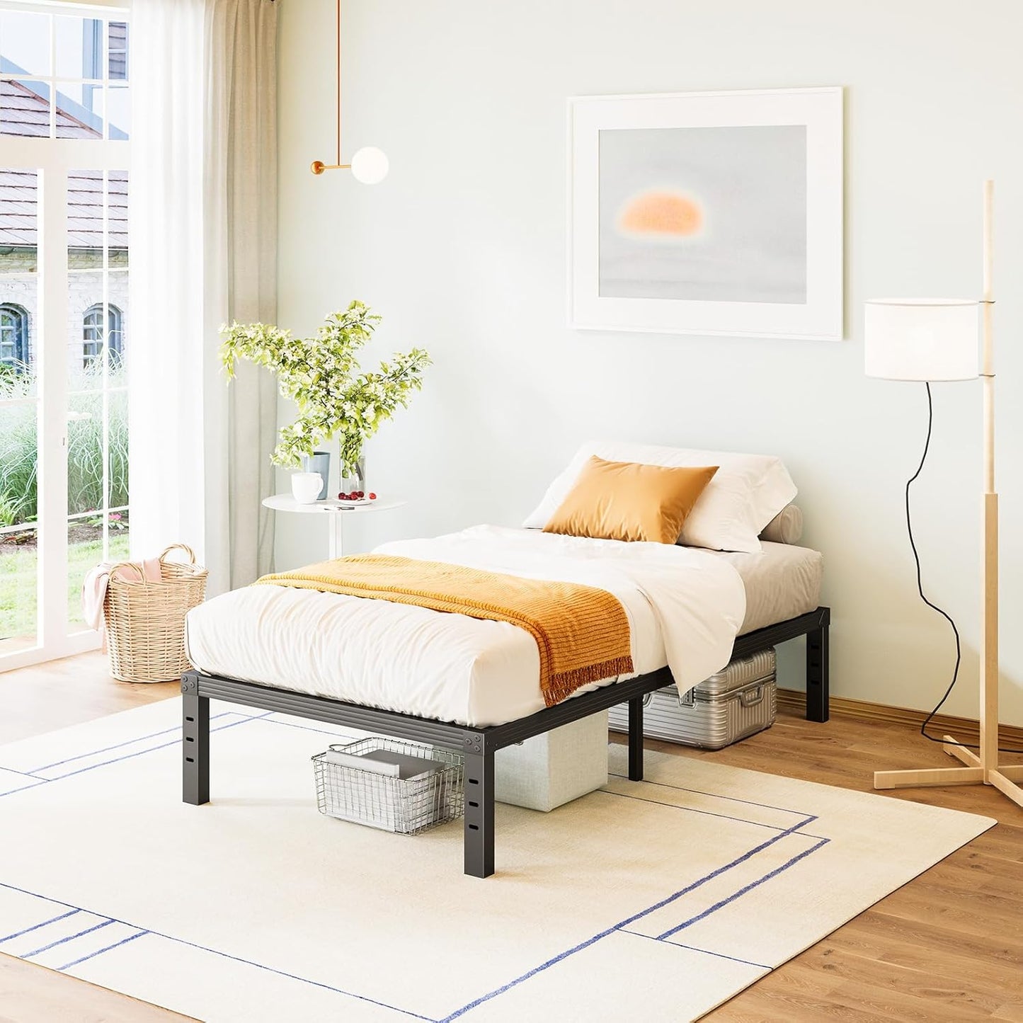 FULL Bed Frame / 18 Inch Metal-Bed-Frame / No Box Spring Needed / Easy Assembly /Reinforced Steel Slats Support / Heavy Duty Mattress Foundation
