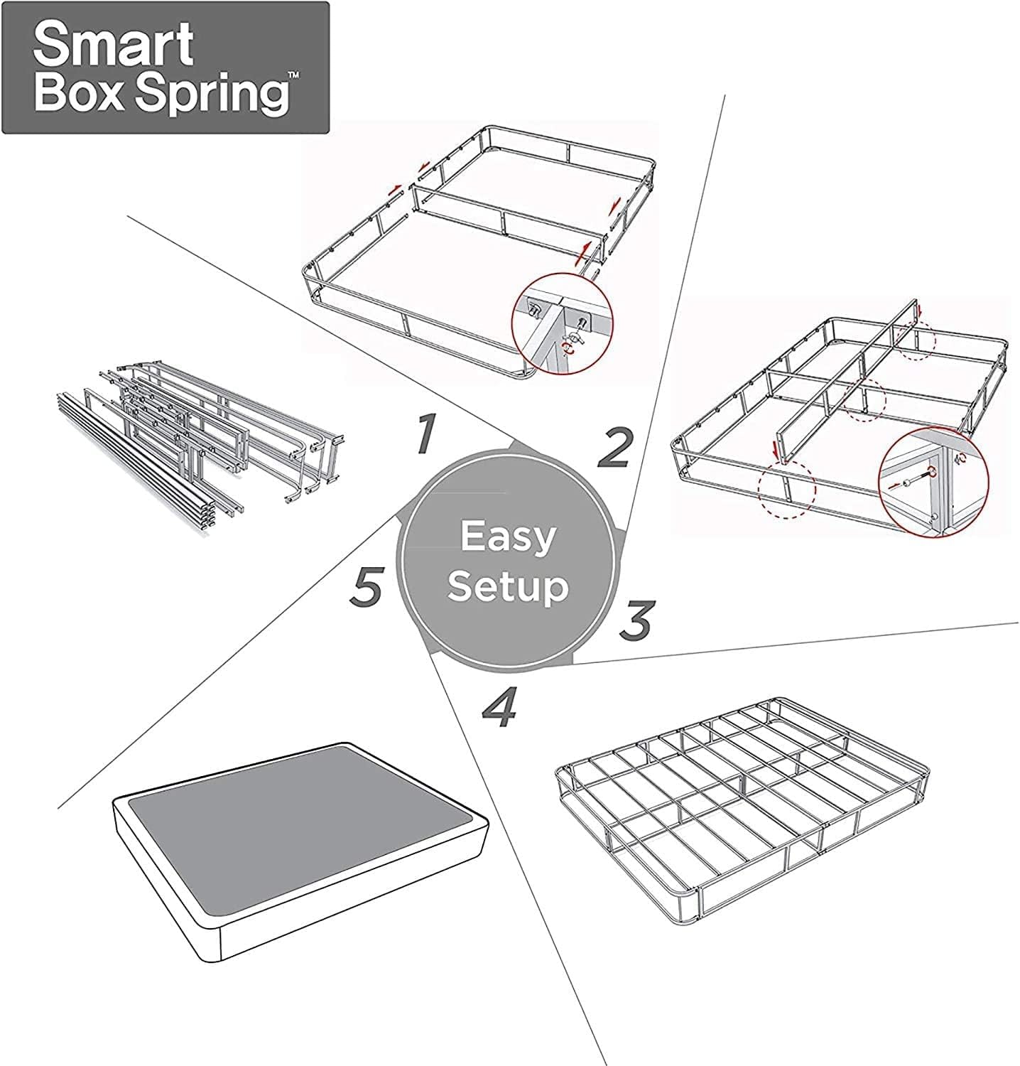 Zinus 9 Inch Metal Smart Box Spring / Mattress Foundation, King - Retail $167