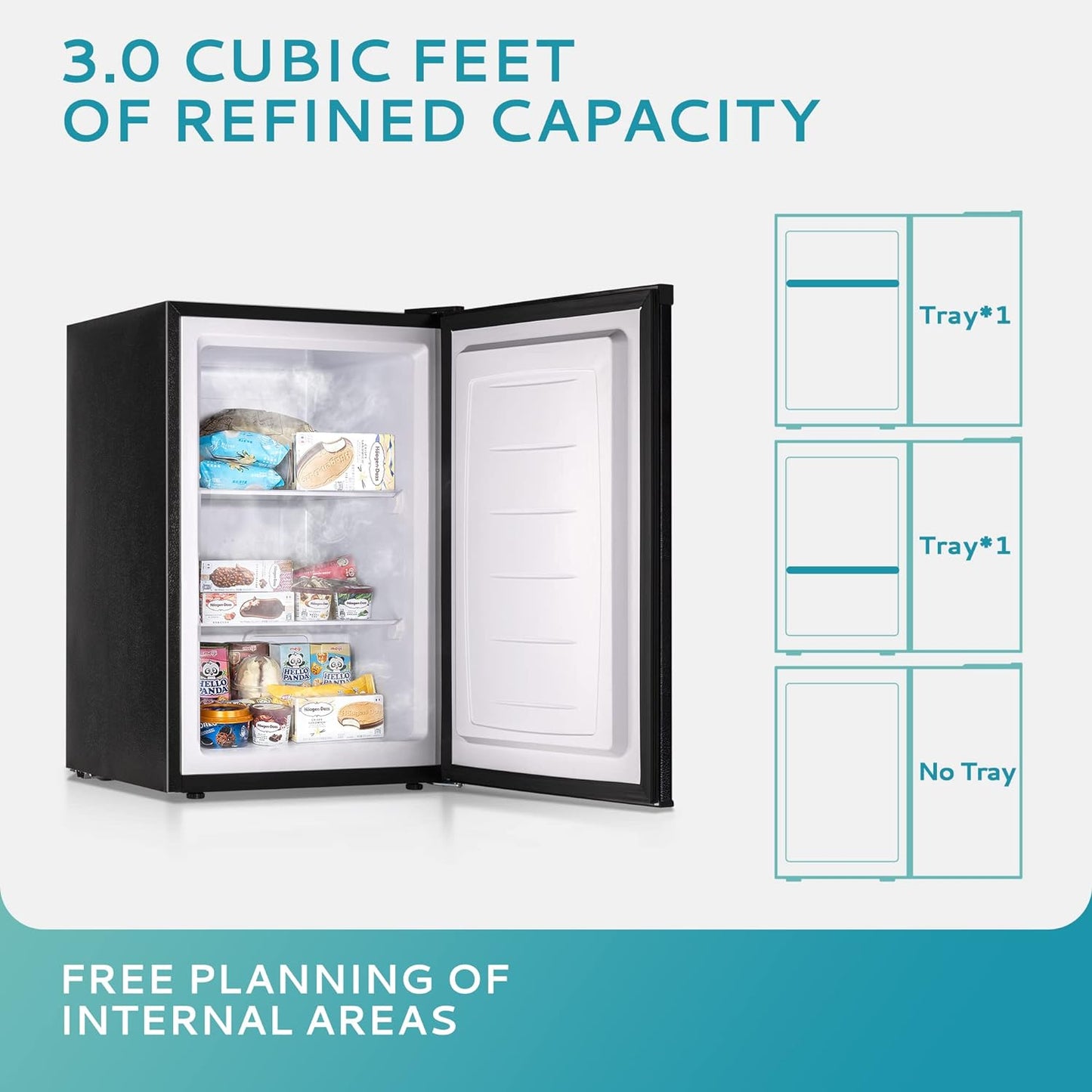 Euhomy Upright freezer, 3.0 Cubic Feet, Single Door Compact Mini Freezer with Reversible Door, Small freezer for Home/Dorms/Apartment/Office (Black) - Retail $219