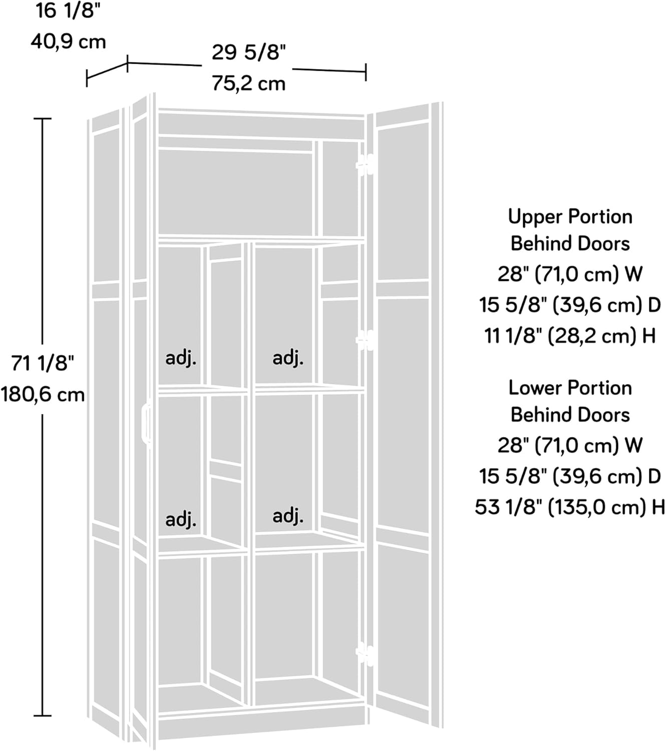 NEW - Sauder Select Storage Cabinet/ Pantry cabinets, White finish - Retail $249
