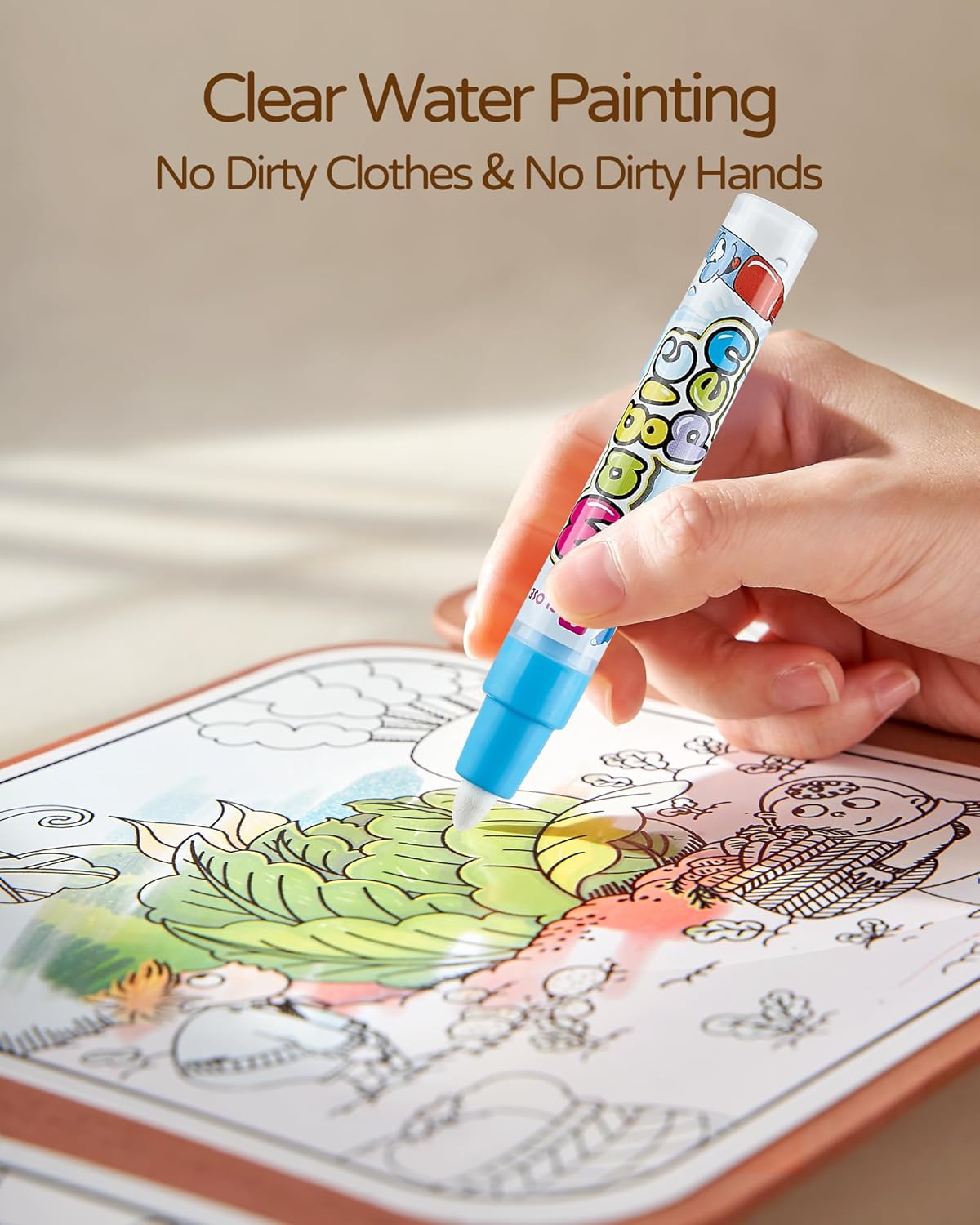 2-in-1 Busy Board Montessori Toys for Toddlers, Reusable Water Painting Books
