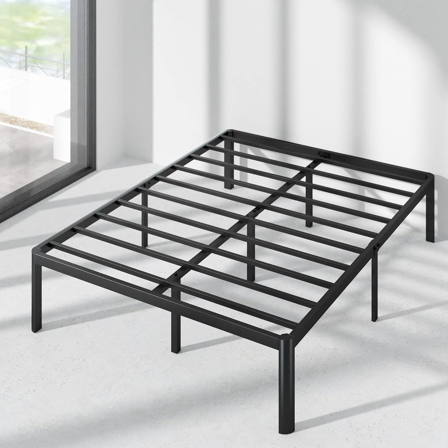 NEW - ZINUS QUEEN 16 Inch Metal Platform Bed Frame / Steel Slat Support - Retail $104