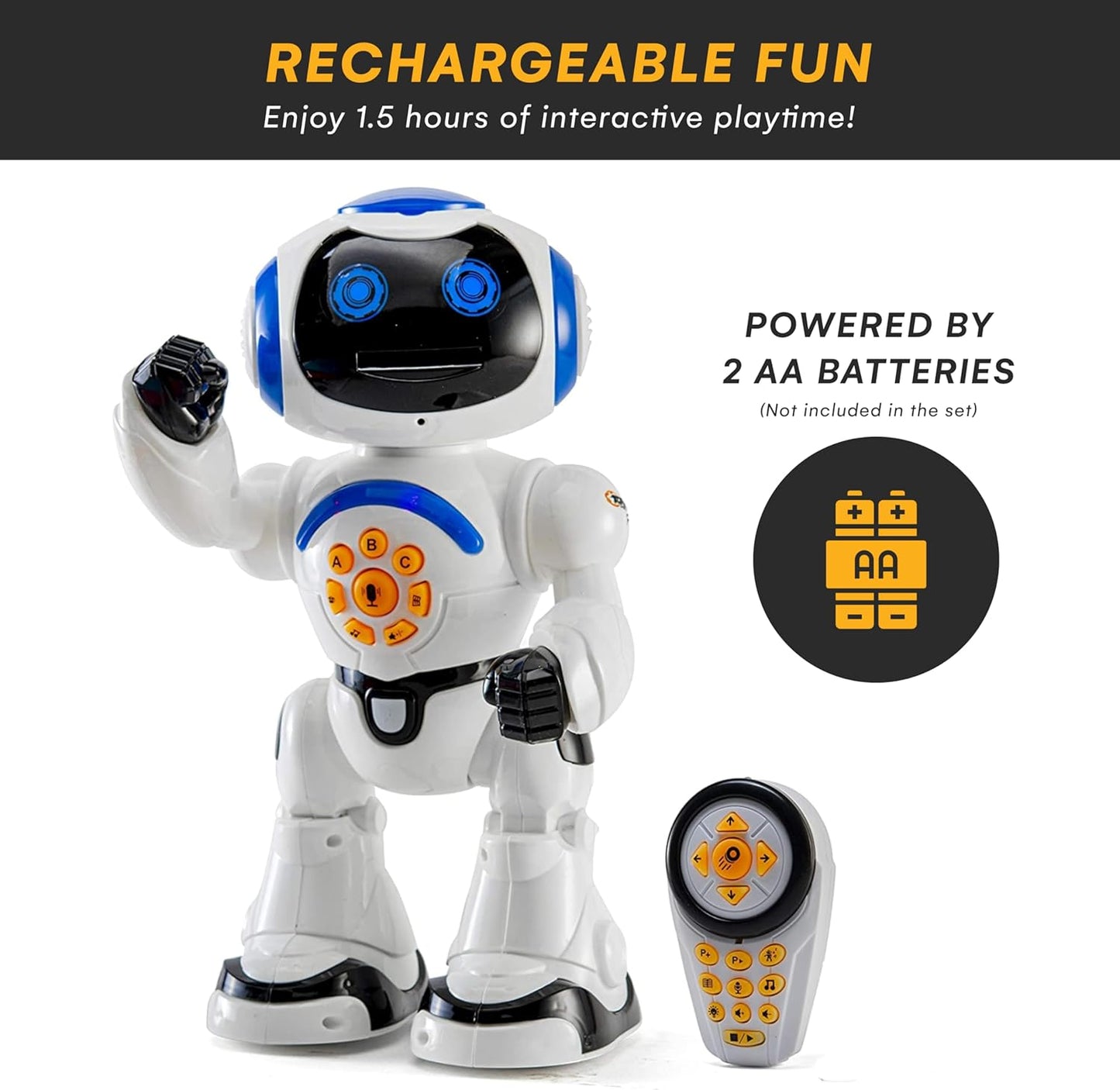 Programmable LED RC Robot Toys - Interactive 12-inch Tall Dancing and Talking Robot for Kids - Retail $33