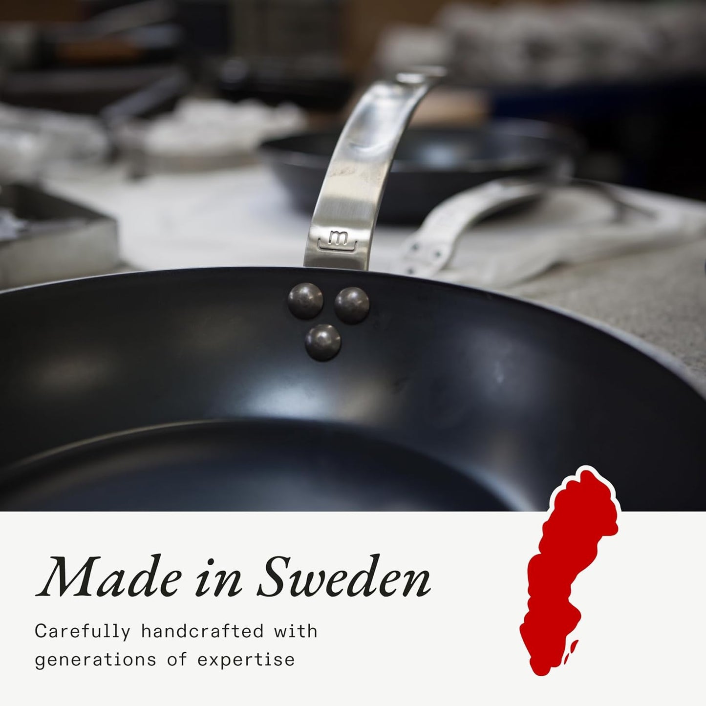 Made In Cookware - Seasoned 12" Blue Carbon Steel Frying Pan - (Like Cast Iron, but Better) - Professional Cookware - Crafted in Sweden - Induction Compatible