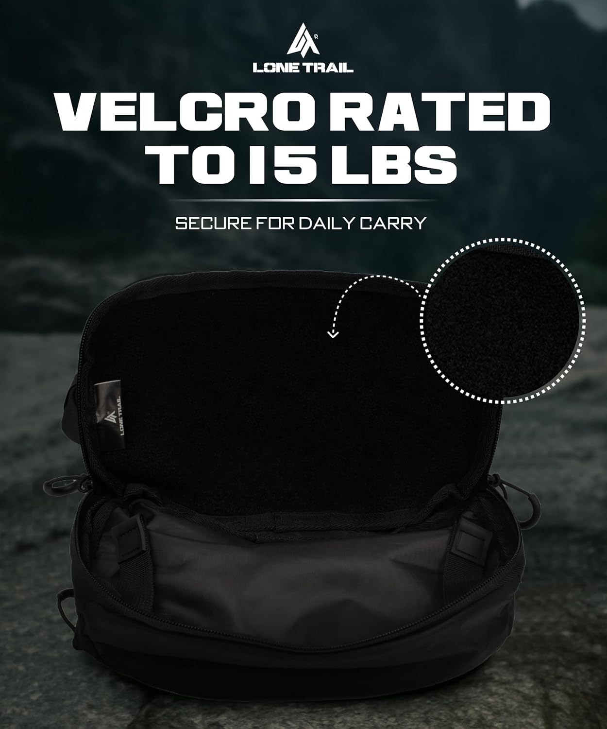 Lone Trail Large Concealed Carry Fanny Pack for Men | Adjustable ccw fanny pack for Men & Women for Hiking and Travel, Quick Access Back Pockets - Tactical Waist Packs - Utility Holder & Extra Strap