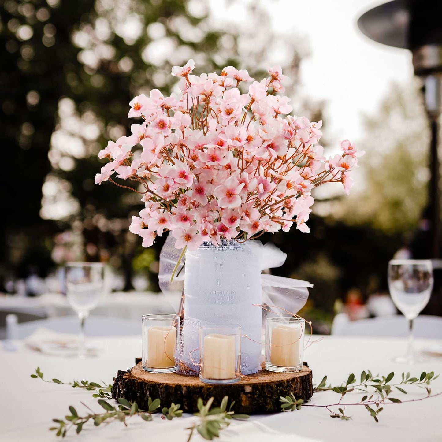 Uieke 8Pcs Artificial Cherry Blossom Flowers for DIY, Home, Wedding, Party Decor - Pink
