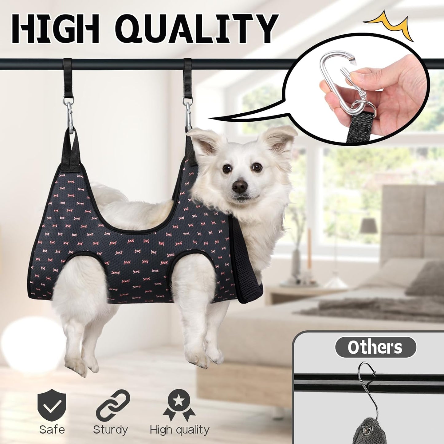 Supet Dog Grooming Hammock Harness for Dogs Cats, Restraint Dog & Small Animal Leashes Sling for Groomingk for Nail Trimming (Black Currant, XS)