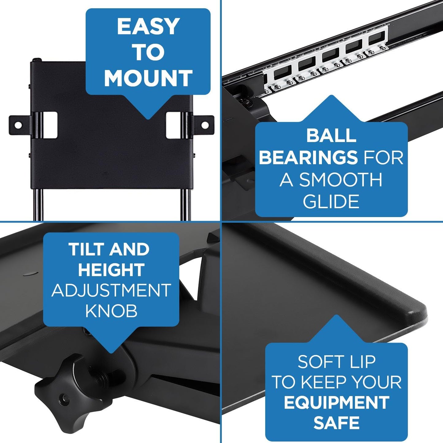 Mount-It! Under Desk Computer Keyboard and Mouse Tray, Ergonomic Keyboard Drawer with Gel Wrist Pad, Black - Retail $73