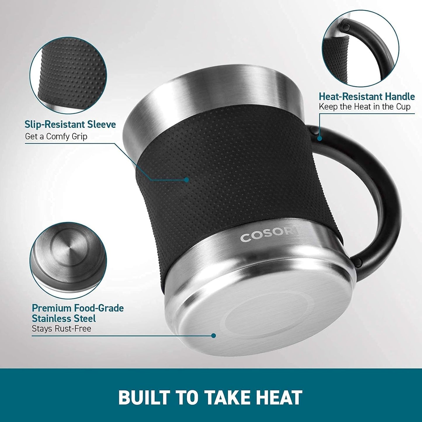 COSORI Coffee Mug Warmer & Mug Set for Desk, Cup Heater, Office & Christmas Gifts, 1Β°F Precise Temperature Control, Touch Tech & LCD Digital Display (77-194β), 304 Stainless Steel, Silver/Black