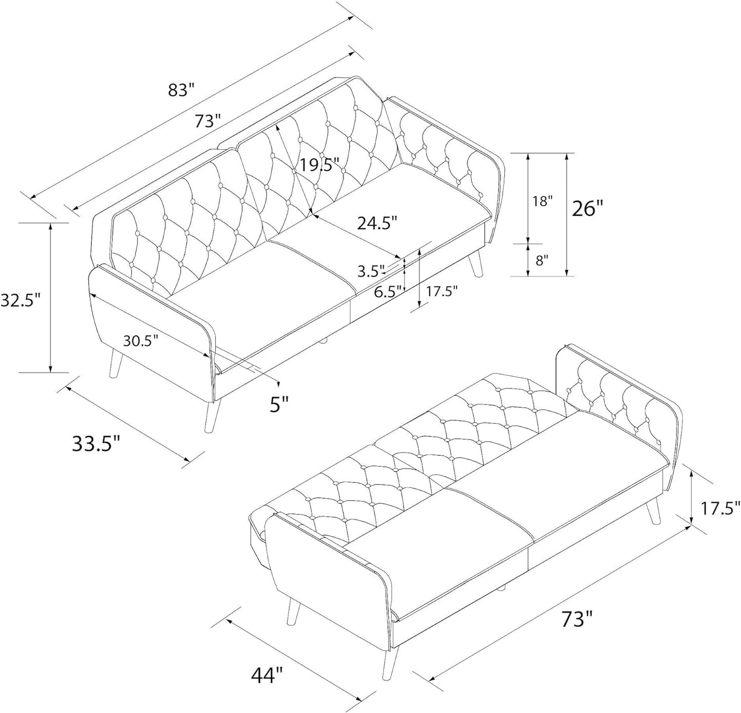 NEW - Novogratz Tallulah Memory Foam Futon, Pink - Retail $232