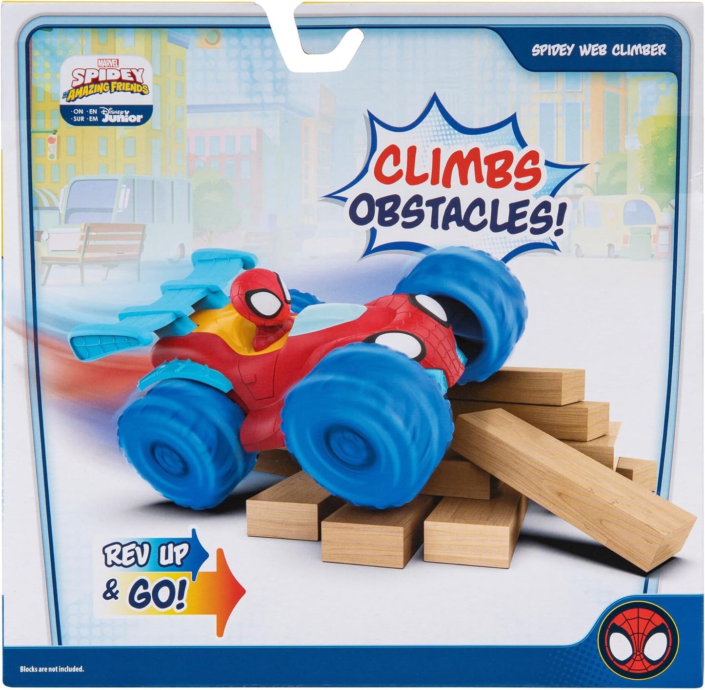 Jazwares Marvel Spidey and His Amazing Friends Marvel Spidey Web Climber - 7-Inch Rev Up Motor Vehicle That Climbs Obstacles