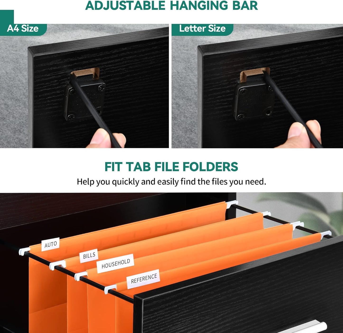 NEW - YITAHOME 4-Drawer File Cabinet with Lock, 15.86in Deep Vertical Filing Cabinet for Letter A4-Sized Files, Need to Assemble, Storage Cabinet for Home Office, Black - Retail $98