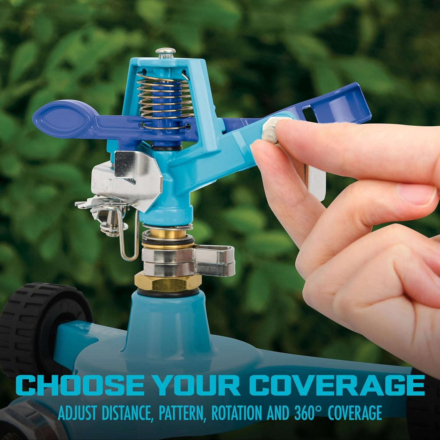 Aqua Joe AJ-IS10WB Indestructible Series Metal Impulse Sprinkler w/Wheeled 10-Inch Base - Retail $34