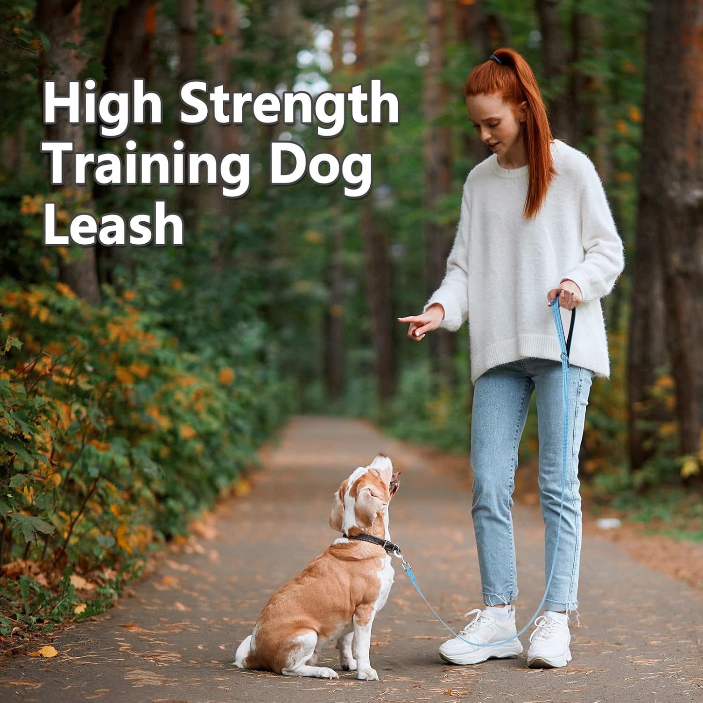 Long Dog Leash XiaZ Training Leashes 10/15/20/30/50/100ft Long Lead for Dogs 100ft Training Leash for Outside Blue 100 Foot Nylon Padded Handle Reflective Hiking Yard