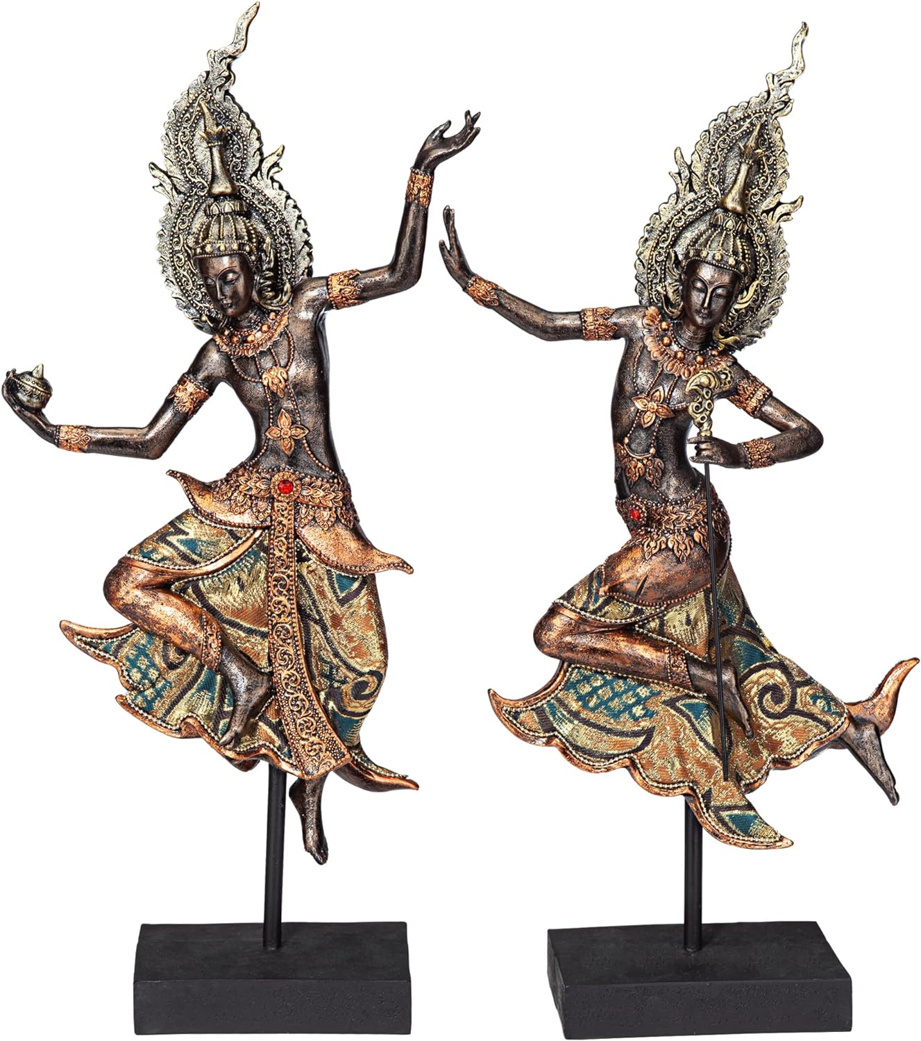 NEW - Design Toscano Thai Teppanon Temple Dancer Statues - Retail $100