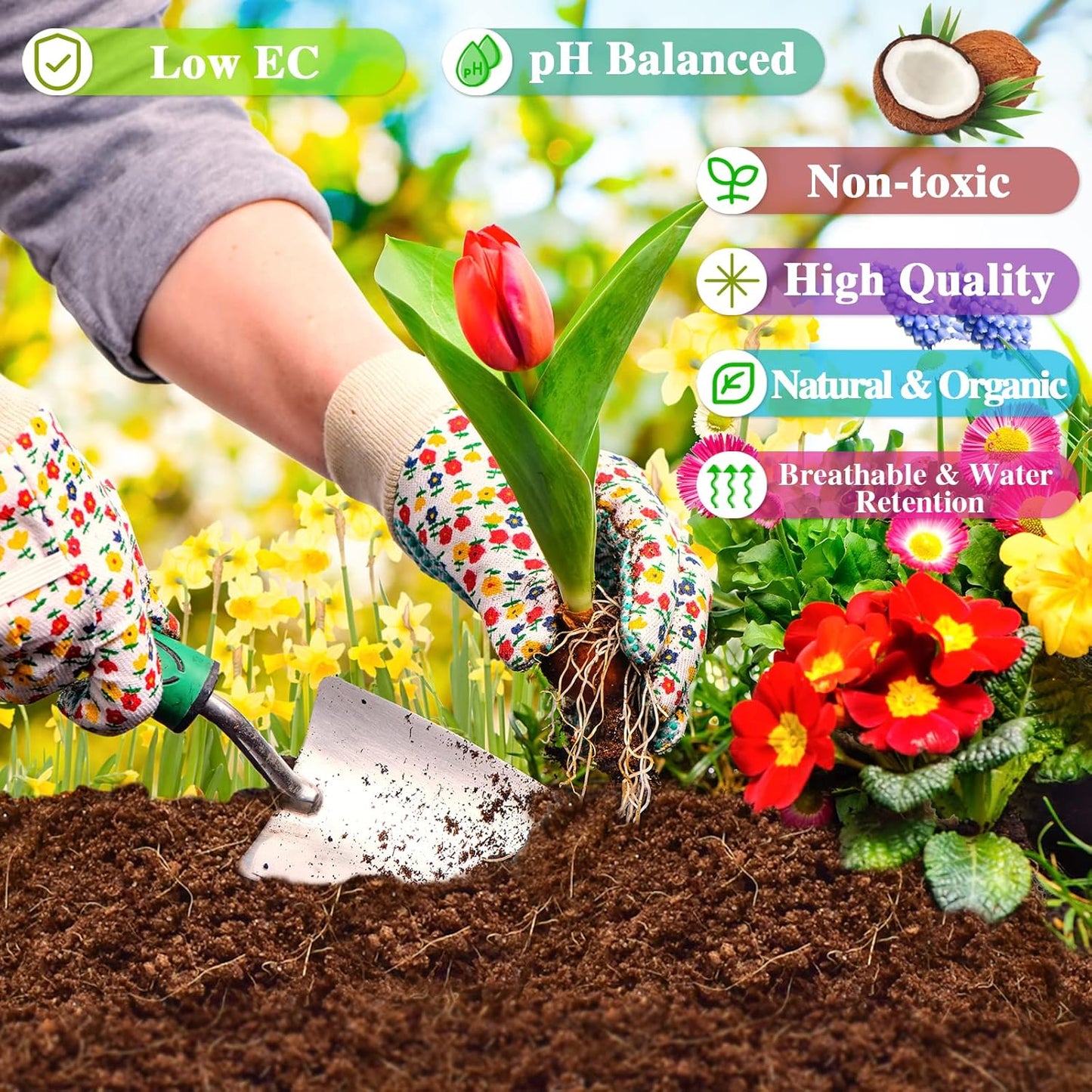 ZeeDix 9 Pack Premium Coco Coir Brick, Organic Compressed Coconut Coir Bricks Seed Starter Potting Soil for Plants, Coconut Fiber Substrate with Low EC & pH Balance for Gardening Flower Herbs