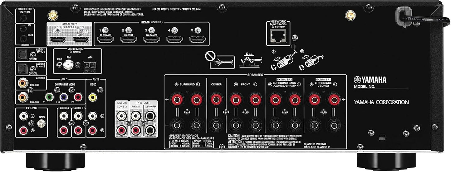 YAMAHA TSR-7850R 7.2CH Dolby Atmos DTS Wi-Fi BT 4K Receiver, Black